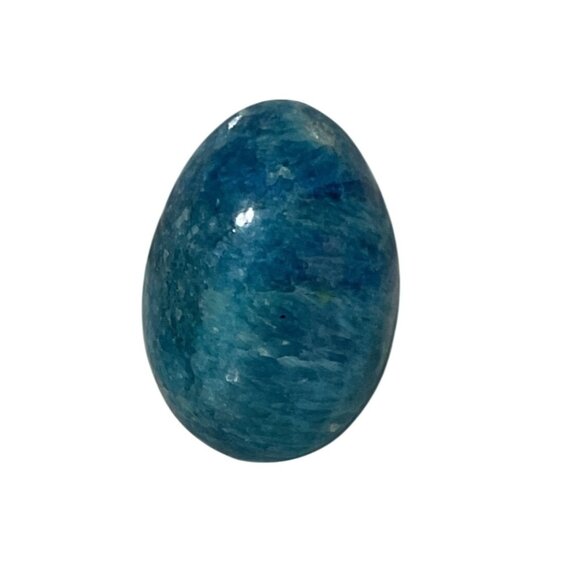 Polished Blue Apatite Stone Crystal Egg Natural - Picture 1 of 3